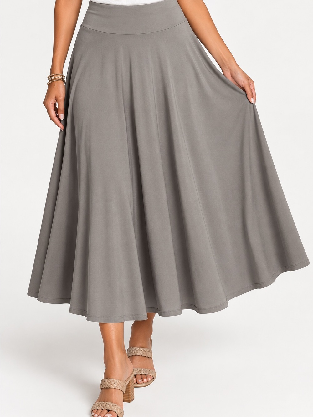 90’s Valentina Gray A-Line Skirt with Stretch Waistband